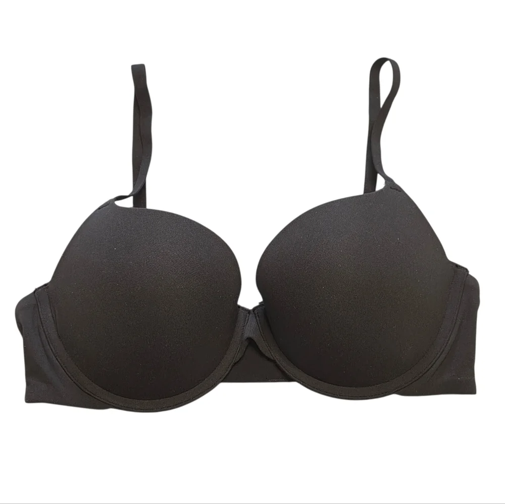 SKIMS FITS EVERYBODY SCOOP PLUNGE BRA ONYX BLACK 34C NWOT